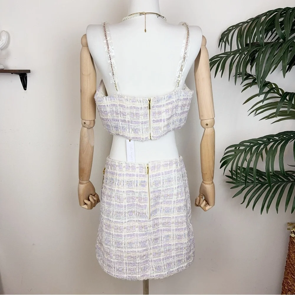 House of Harlow 1960 Tweed Crop Top and Mini Skirt Set NWT